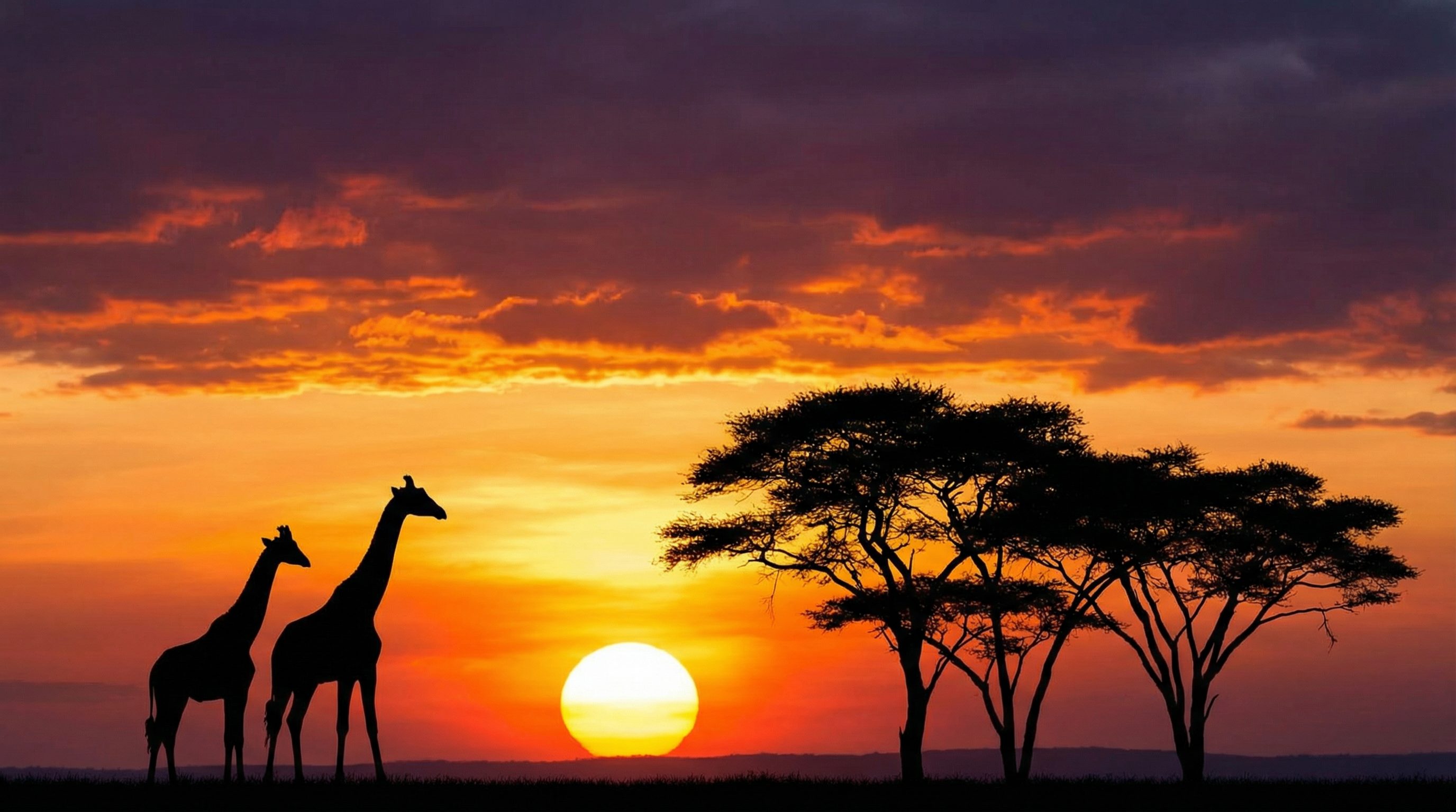 寸止挑战短视频：长颈鹿日落剪影