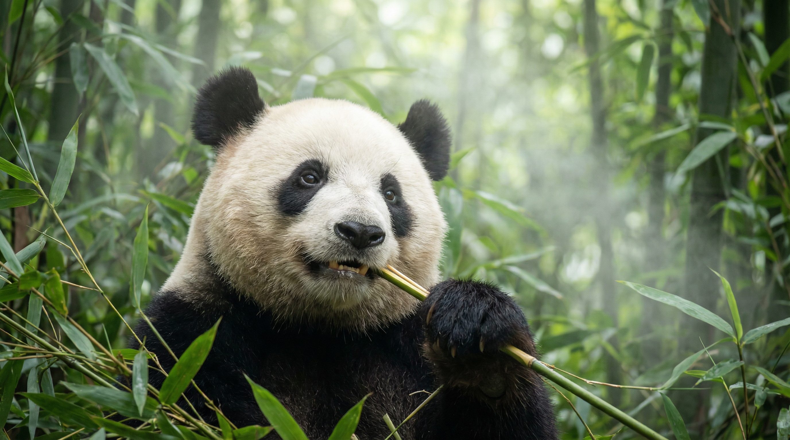 寸止挑战视频：大熊猫吃竹子视频教程