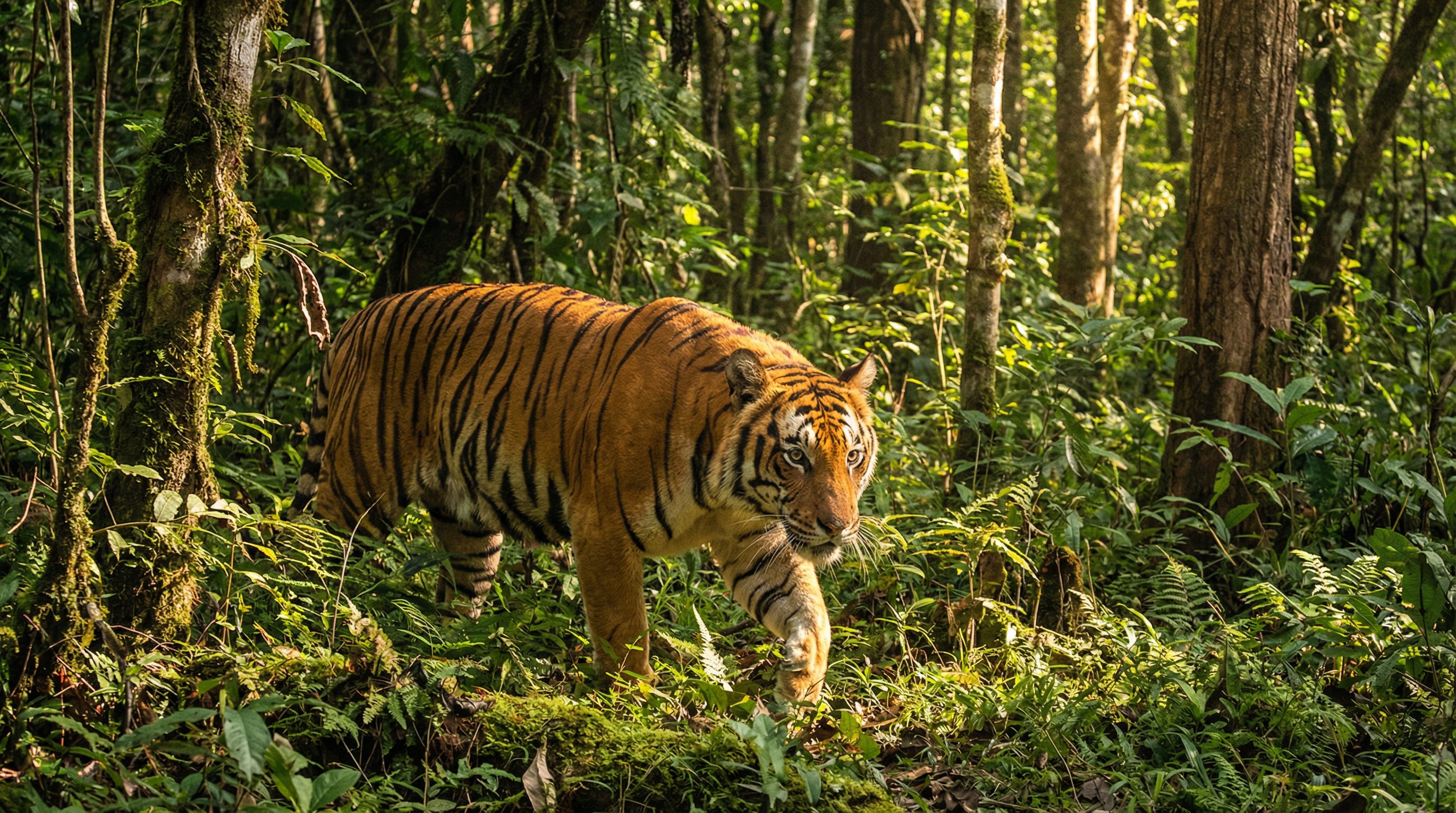 寸止挑战视频：孟加拉虎丛林巡视视频